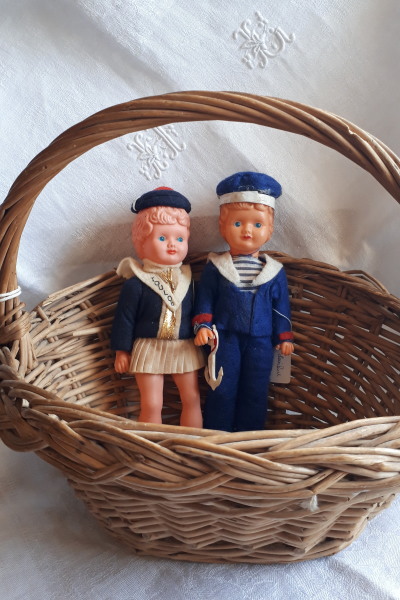 青い目のセーラーカップル ヴィンテージ人形　*　トイ　お人形　おもちゃ vintage