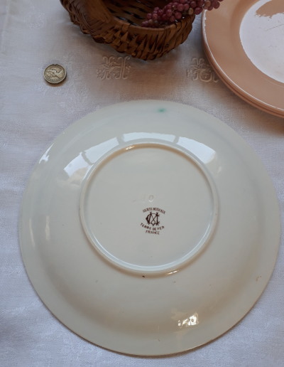 クレイユ エ モントロー ブラウン プレート　フランス 絵皿 メインプレート　*　アンティーク食器　テーブルウエア
